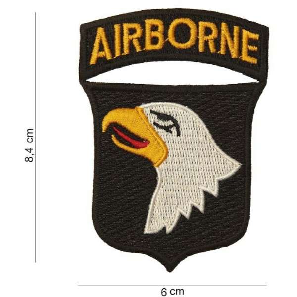 NÁŠIVKA US AIRBORNE 6x8,4cm NAŽEHLOVACÍ ČERNÁ