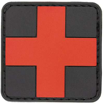 NÁŠIVKA 3D PVC PRVNÍ POMOC 5x5cm ČERVENO-ČERNÁ
