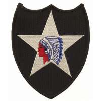 NÁŠIVKA US 2nd INFANTRY DIVISION INDIÁN 8,8x11cm ČERNÝ