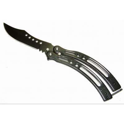 NŮŽ MOTÝLEK LUK 22cm, ČEPEL 10cm ČERNÝ