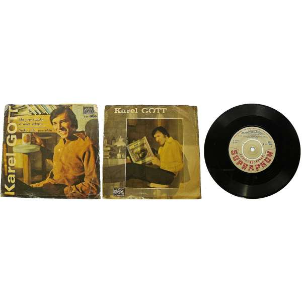 DESKA VINYL SP KAREL GOTT 1. MÁ PRVNÍ LÁSKA SE DNES VDÁVÁ 2.DÍVKA JAKO PORCELÁN 1970 SUPRAPHON PERFEKTNÍ