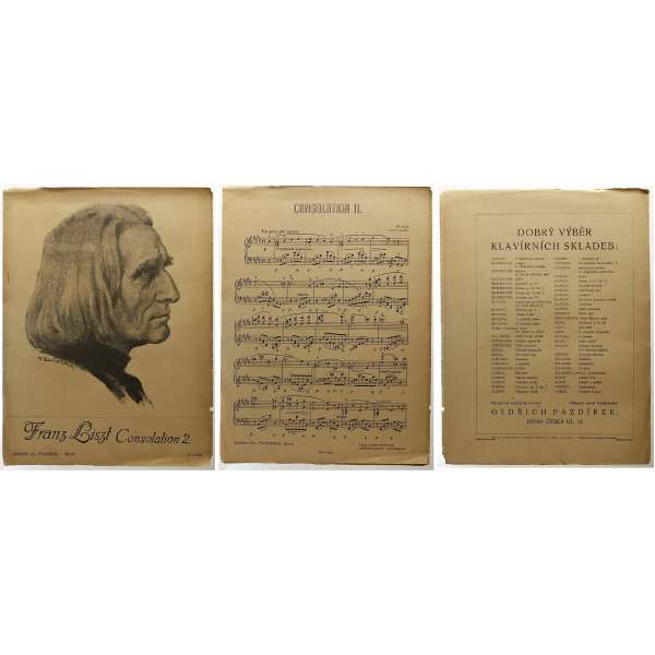 NOTY nakladatel O.Pazdírek Brno Franz Liszt CONSOLATION 2 1943 (3 stran)