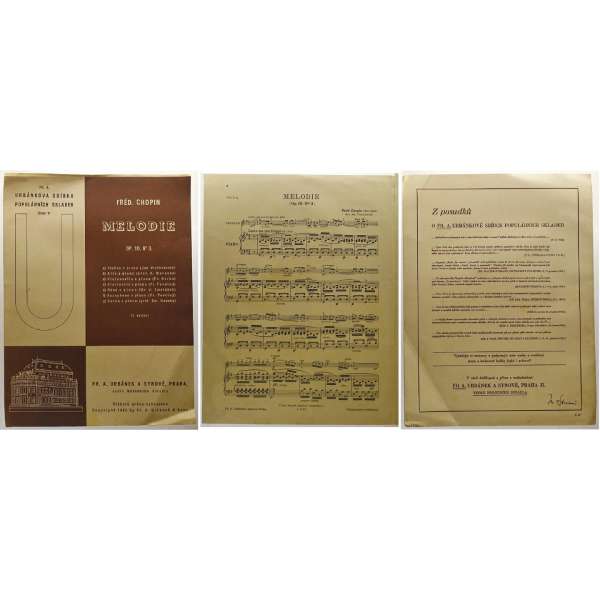 NOTY nakladatelství Fr.A.Urbánek Praha Fred.Chopin Op.10 MELODIE 1940 (4 strany)