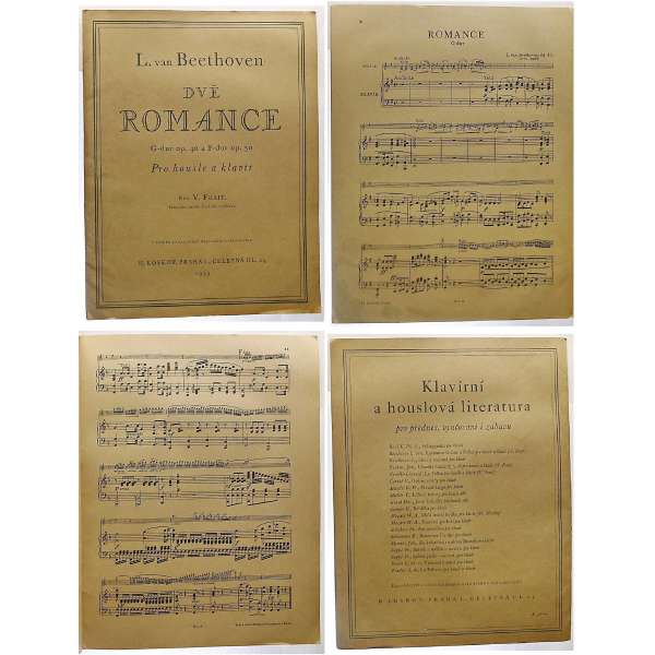 NOTY nakladatelství loskot Praha V.Frait L.van Beethoven Op.40 a Op.50DVĚ ROMANCE 1944 (11 stran)