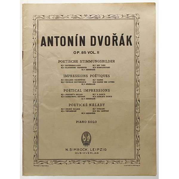 NOTY VERLAG N.Simrock Leipzig ANTON DVORAK OPUS 85 (22 stran)