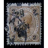 ZNÁMKA RAK-UHER FRANZ JOSEF I. 2 kreuzer HNĚDÁ