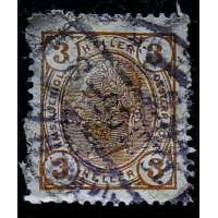 ZNÁMKA RAK-UHER FRANZ JOSEF I. 3 heller HNĚDÁ