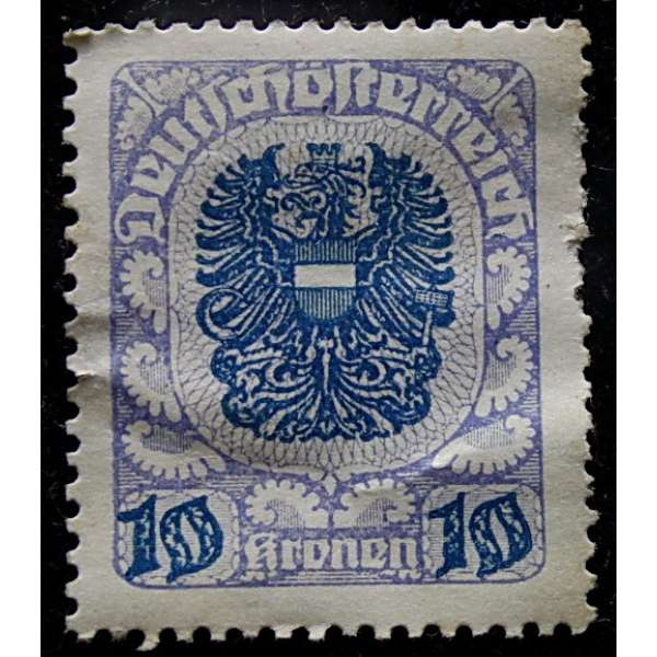 ZNÁMKA SUDETY DEUTSCHOSTERREICH 1919 10 kronen FIALOVÁ