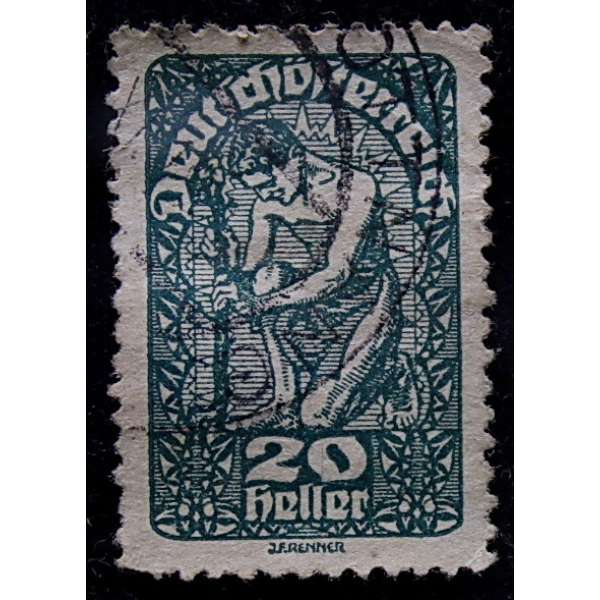 ZNÁMKA SUDETY DEUTSCHOSTERREICH 1919 20 heller MODRÁ