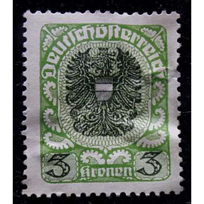 ZNÁMKA SUDETY DEUTSCHOSTERREICH 1919 3 kronen ZELENÁ