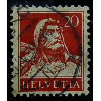ZNÁMKA ŠVÝCARSKO do 1932 20 rappen ČERVENÁ