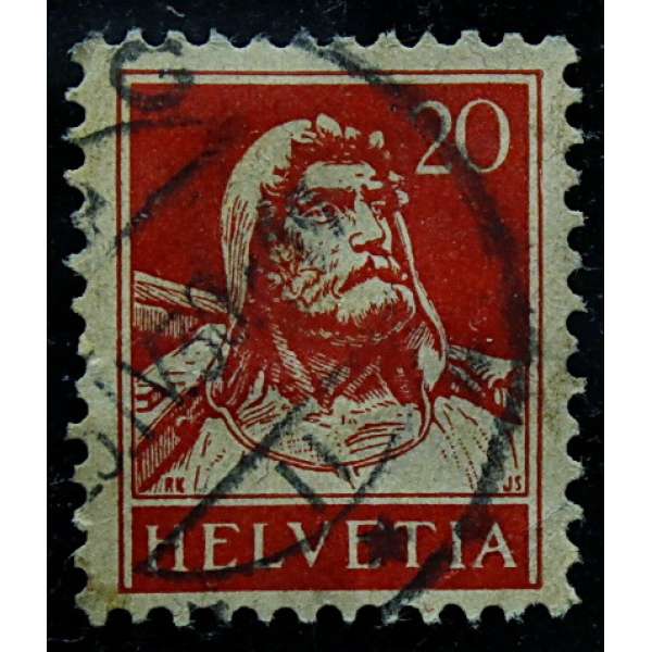 ZNÁMKA ŠVÝCARSKO do 1932 20 rappen ČERVENÁ