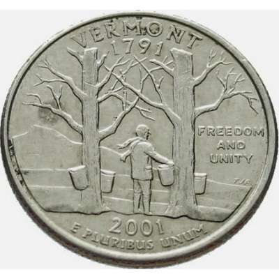 USA 1/4 DOLLAR 2001 VERMONT 1791 D Mint Denver WASHINGTON