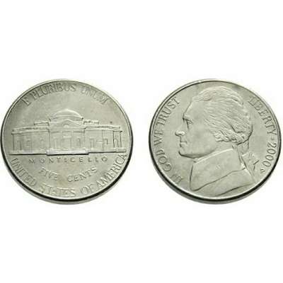 USA 5 CENTS 2000 P Mint PHILADELPHIA JEFFERSON