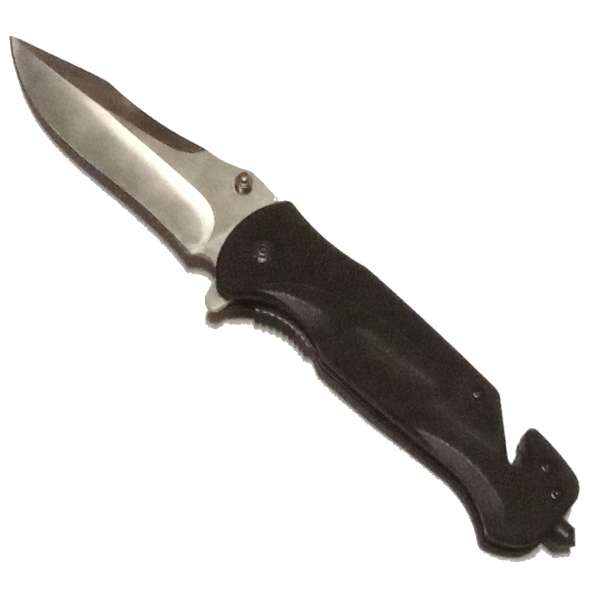 NŮŽ ZÁCHRANÁŘSKÝ S KLIPEM 21cm, ČEPEL 10cm ČERNÝ
