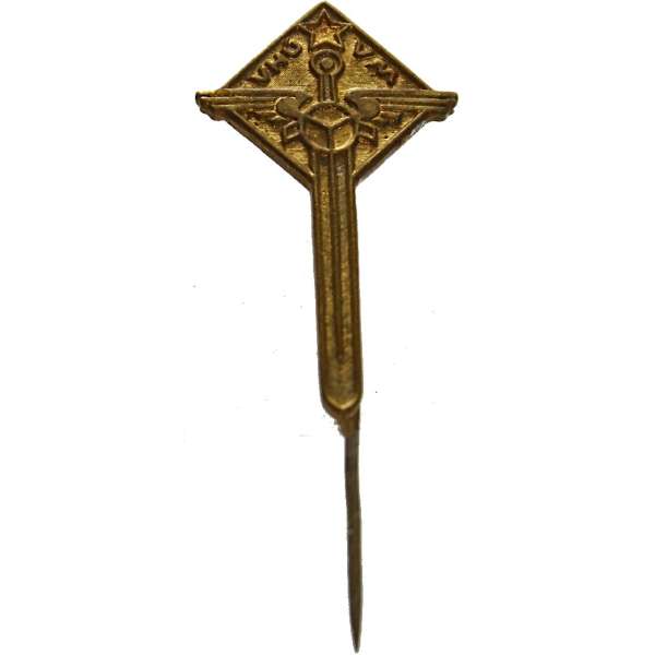 ODZNAK ČSLA VHU VM VOJENSKÝ HISTORICKÝ ÚSTAV VOJENSKÉ MUZEUM 20x36mm ZAPICHOVACÍ ZLATÝ