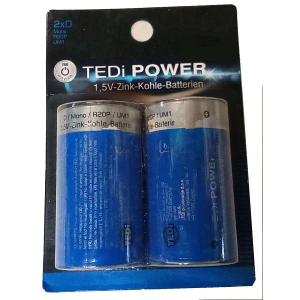 BATERIE TEDi POWER NĚMECKO D  1ks OPAKOVANĚ DOBÍJECÍ 5-10x MODRÉ