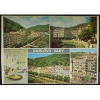 Pohled KARLOVY VARY CELKOVÝ POHLED NÁBŘEŽÍ ŘEKY Š BAR ČISTÝ