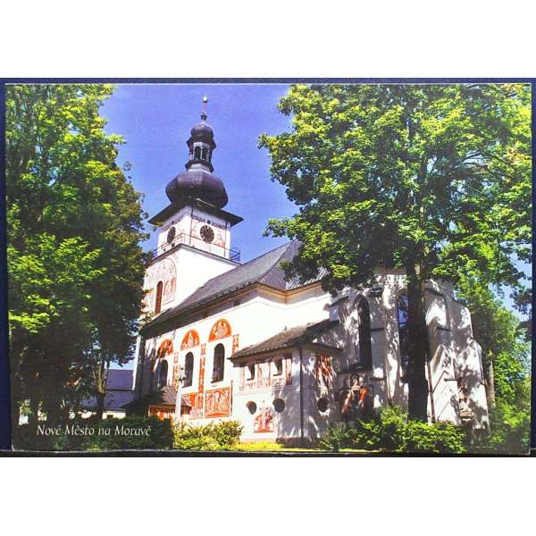 Pohled NOVÉ MĚSTO NA MORAVĚ KOSTEL SV.KUNHUTY Š BAR PROŠLÝ