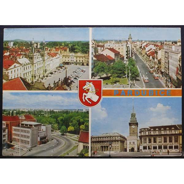 Pohled PARDUBICE PERNŠTEJNSKÉ NÁMĚSTÍ Š BAR PROŠLÝ
