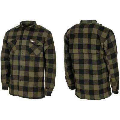 KOŠILE FLANELOVÁ 100-BAVLNA OLIV-ČERNÁ