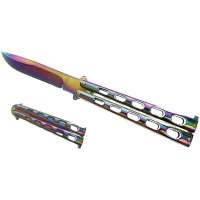 NŮŽ MOTÝLEK KANDAR 23cm, ČEPEL 10,5cm MASIV NEON VIOLET