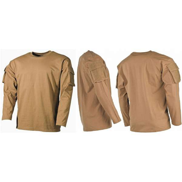 TRIKO US DLOUHÝ RUKÁV 2 KAPSY VELCRO COYOTE