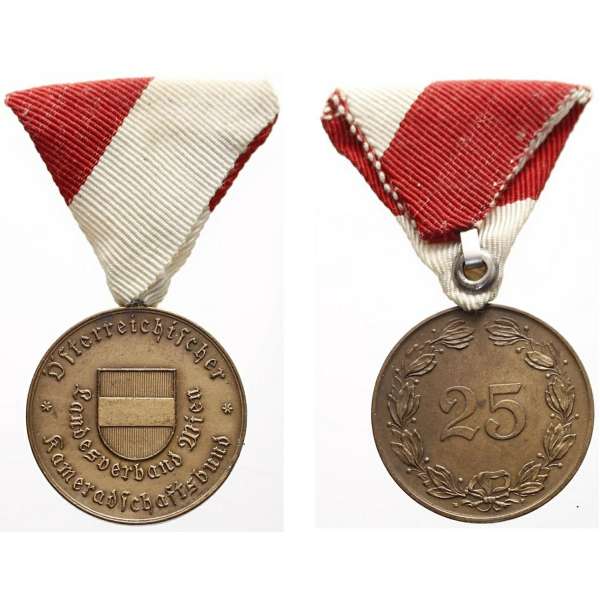 MEDAILE RAKOUSKO LANDESKAMERADSCHFAFTSBUND WIEN 25 Jahre BRONZ