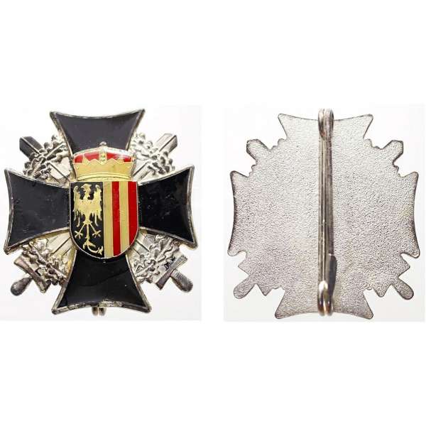 ODZNAK RAKOUSKO KŘÍŽ LANDESKAMERADSCHFAFTSBUND KŘÍŽ 46x51mm S MEČI TĚŽKÝ STŘÍBRNÝ