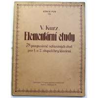 NOTY nakladatel Fr.Chadim Praha V.Kurz ELEMENTÁRNÍ ETUDY klavírní hry 50 stran