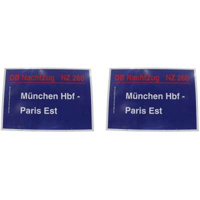 VLAKOVÁ CEDULE MUNCHEN-PARIS 13x21cm někdy z let 2000-2005