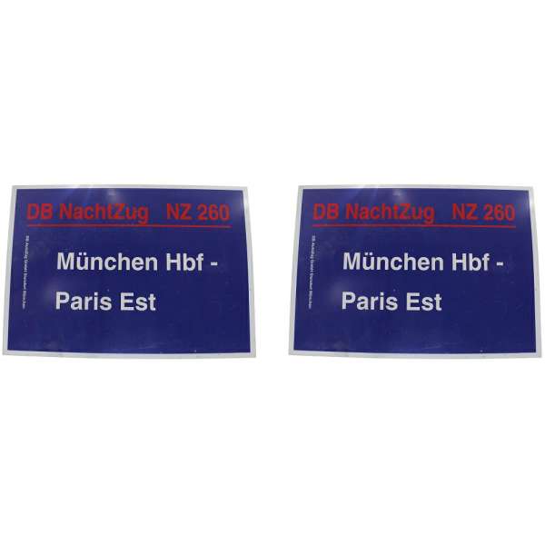 VLAKOVÁ CEDULE MUNCHEN-PARIS 13x21cm někdy z let 2000-2005