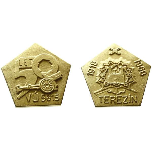 ODZNAK PLAKETA ČSLA 1918-1968 50 let VU 5615 TEREZÍN 71x67mm KOV ZLATÝ