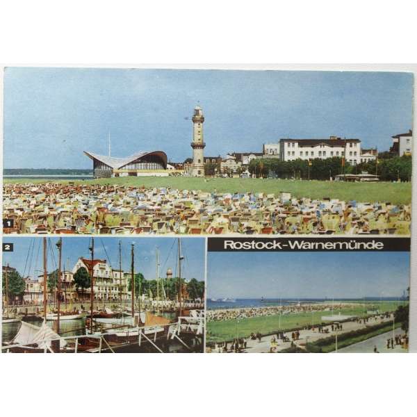 Pohled NĚMECKO ROSTOCK-WARNEMUNDE Š BAR PROŠLÝ 1974