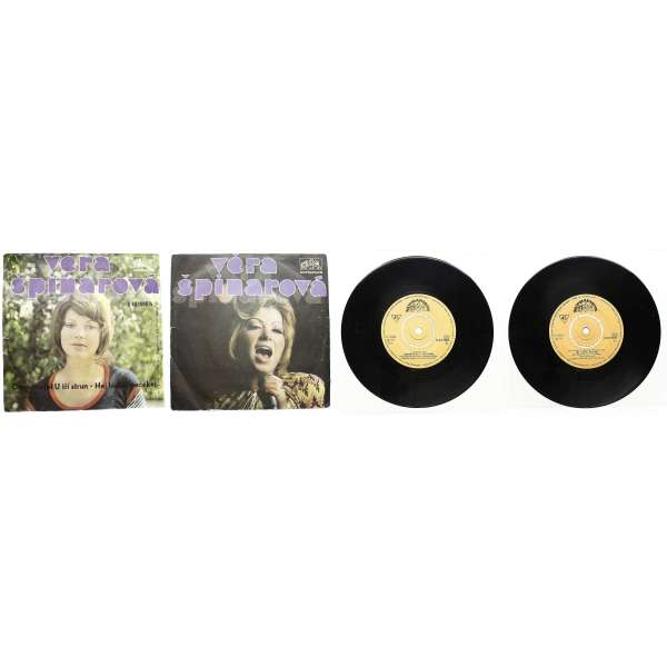 DESKA VINYL SP VĚRA ŠPINAROVÁ 1.GRAND HOTEL U TŘÍ STRUN 2.HEJ LÁSKO NEČEKEJ 1974 SUPRAPHON
