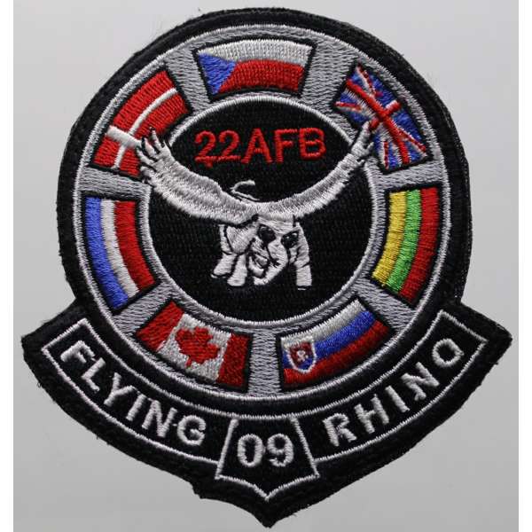 NÁŠIVKA AČR VOJENSKÉ CVIČENÍ 22.AFB NÁMĚŠŤ N OSLAVOU FLYING RHINO 2009 velcro