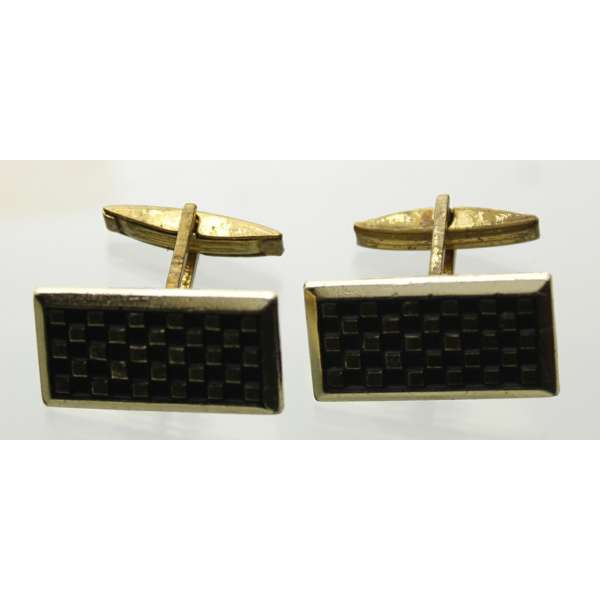 MANŽETOVÉ KNOFLÍKY 2ks ZLATOČERNÉ 25x13mm