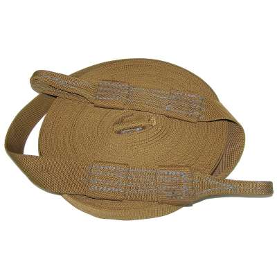 POPRUH BRIT Z orig PADÁKU, 45mm 24m, ZAKONČENÝ MASIV ÚCHYTEM, PROVĚŘENÁ EXTREMNÍ PEVNOST, VÝROBCE GQ PARACHUTES LTD UK HNĚDÝ