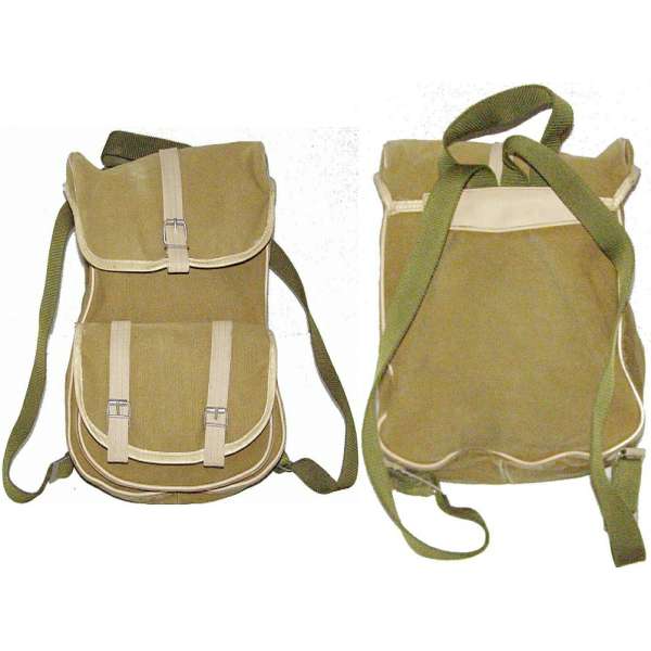 RUKSAK DĚTSKÝ ČSSR 23x30x13cm 70-tá léta CANVAS RETRO orig KHAKI
