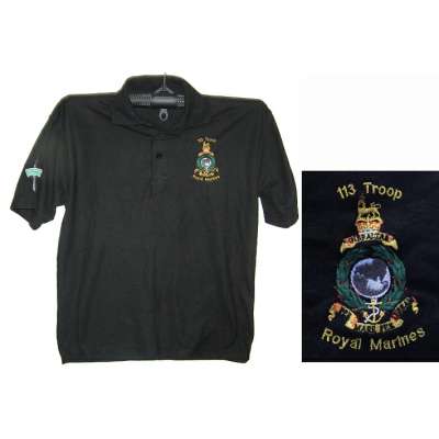 TRIKOT BRIT S NÁŠIVKOU 113th TROOP ROYAL MARINES 65-BA 35-POLYEST orig ČERNÝ