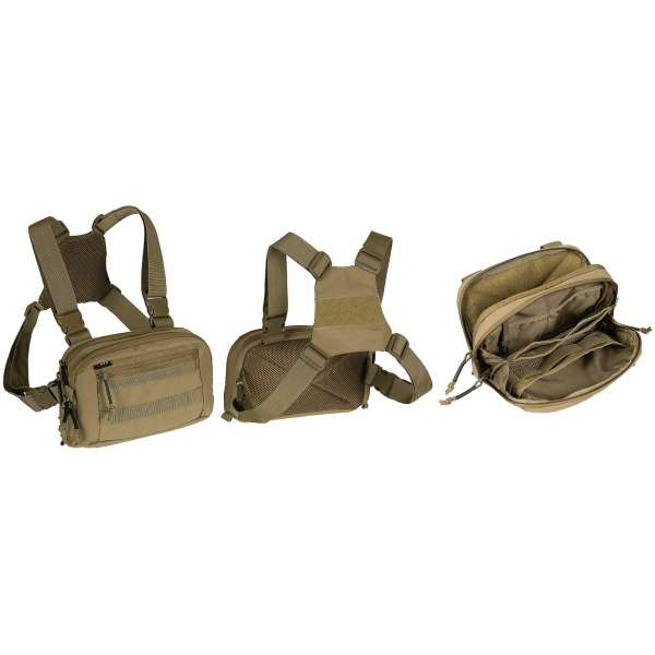 TAŠKA NÁPRSNÍ Recon 27x18x7cm S ÚCHYTEM NA ZÁDA MNOHO KAPES COYOTE TARN