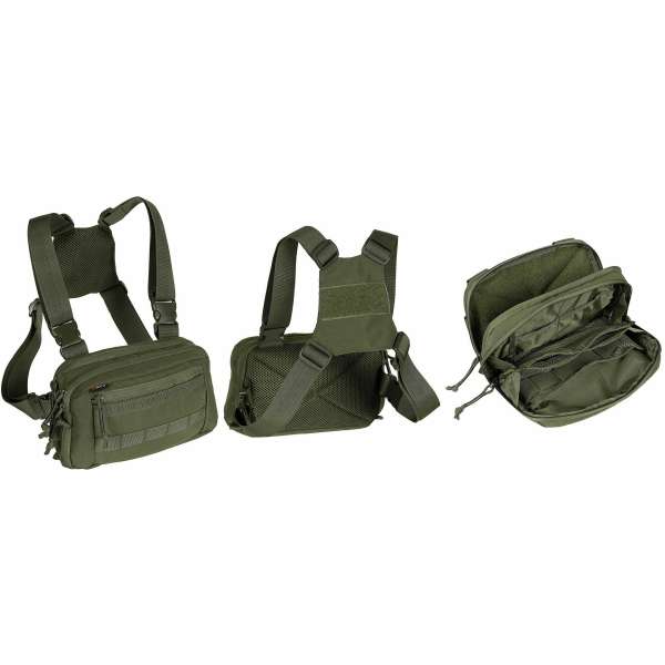 TAŠKA NÁPRSNÍ Recon 27x18x7cm S ÚCHYTEM NA ZÁDA MNOHO KAPES OLIV