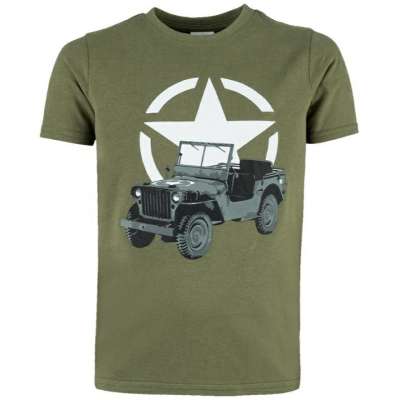 TRIKO FosTee DĚTSKÉ S POTISKEM ALLIED STAR A JEEP orig OLIV