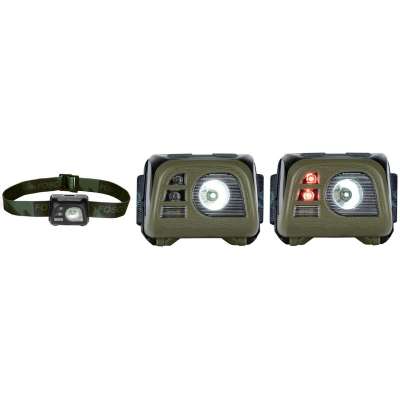 BATERKA ČELOVKA FOSCO TAKTICKÁ 140 lumen, 3x BATERIE AAA, LED SVĚTLO ČERVENÉ, BÍLÉ, NOHO FUNKCÍ ČERNÁ