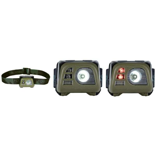 BATERKA ČELOVKA FOSCO TAKTICKÁ 140 lumen, 3x BATERIE AAA, LED SVĚTLO ČERVENÉ, BÍLÉ, NOHO FUNKCÍ OLIV