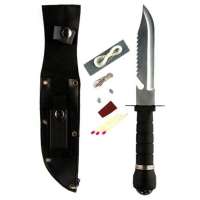 NŮŽ SURVIVAL FOSCO 28cm, ČEPEL 15cm S BROUSKEM A POUZDREM ČERNÝ