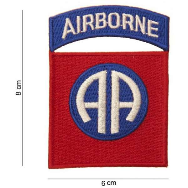 NÁŠIVKA US AIRBORNE 6x8cm NAŽEHLOVACÍ ČERVENO-MODRÁ