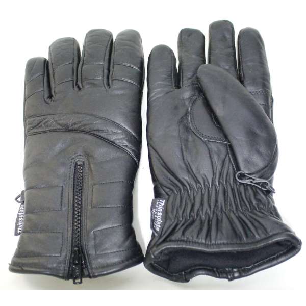 RUKAVICE BRIT ZATEPLENÉ THINSULATE SE ZIPEM KOŽENÉ orig ČERNÉ