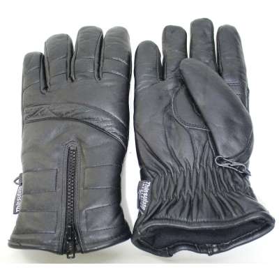 RUKAVICE BRIT ZATEPLENÉ THINSULATE SE ZIPEM KOŽENÉ orig ČERNÉ