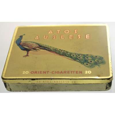 KRABIČKA OD CIGARET STARÁ ATOS AUSLESE 9*x7cm PLEHOVÁ